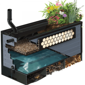 SuDS rainwater planter from BioScapes that contains wildlife habitats